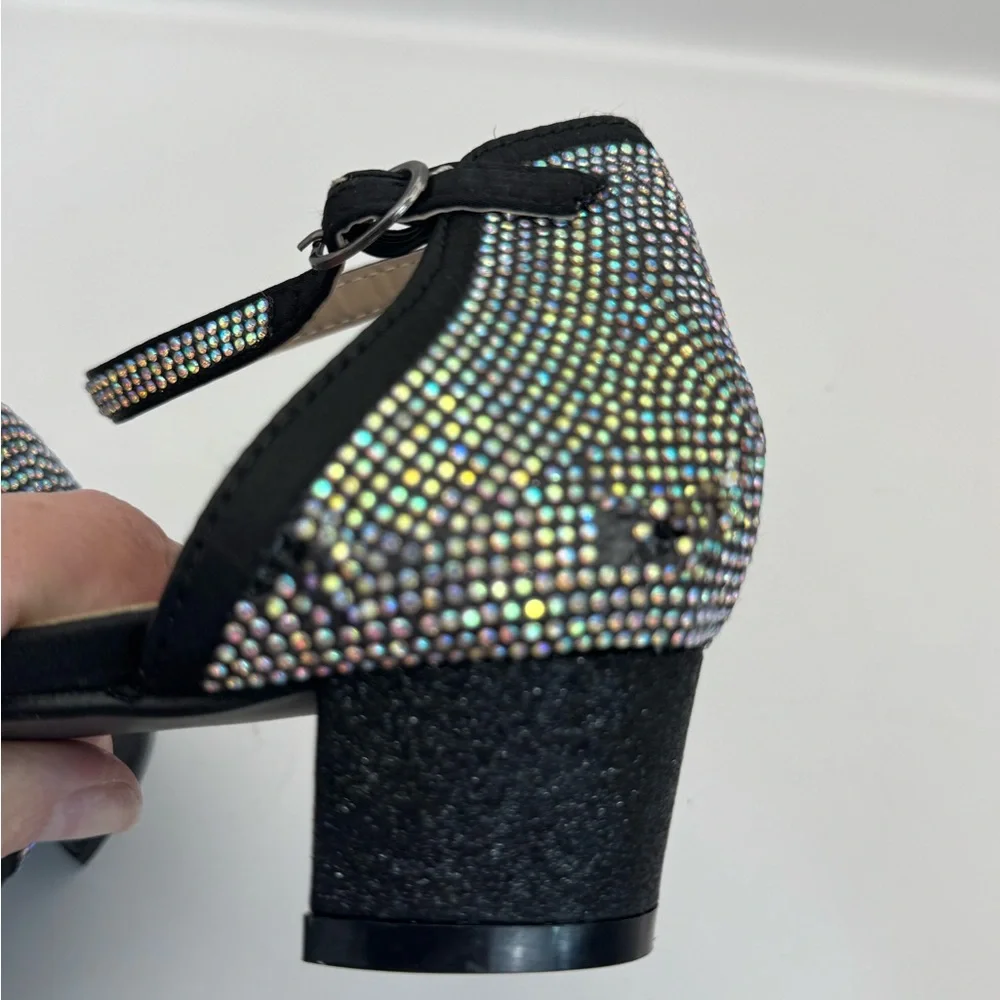 Badgley Mischka Big Girls Size 6 Studded Block Heel Dress‎ Shoe Silver Sparkle